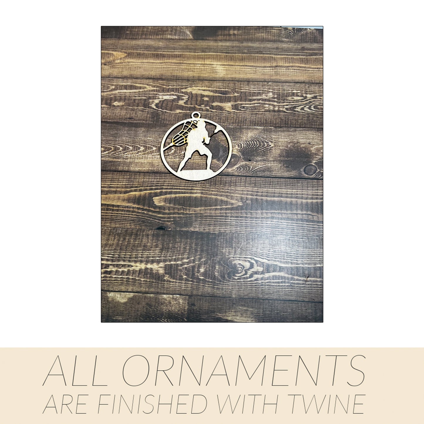 Lacrosse Ornament, Wooden Sports Ornament, Sports Ornament, Engraved Ornament, Laser Engraved Wood Ornament