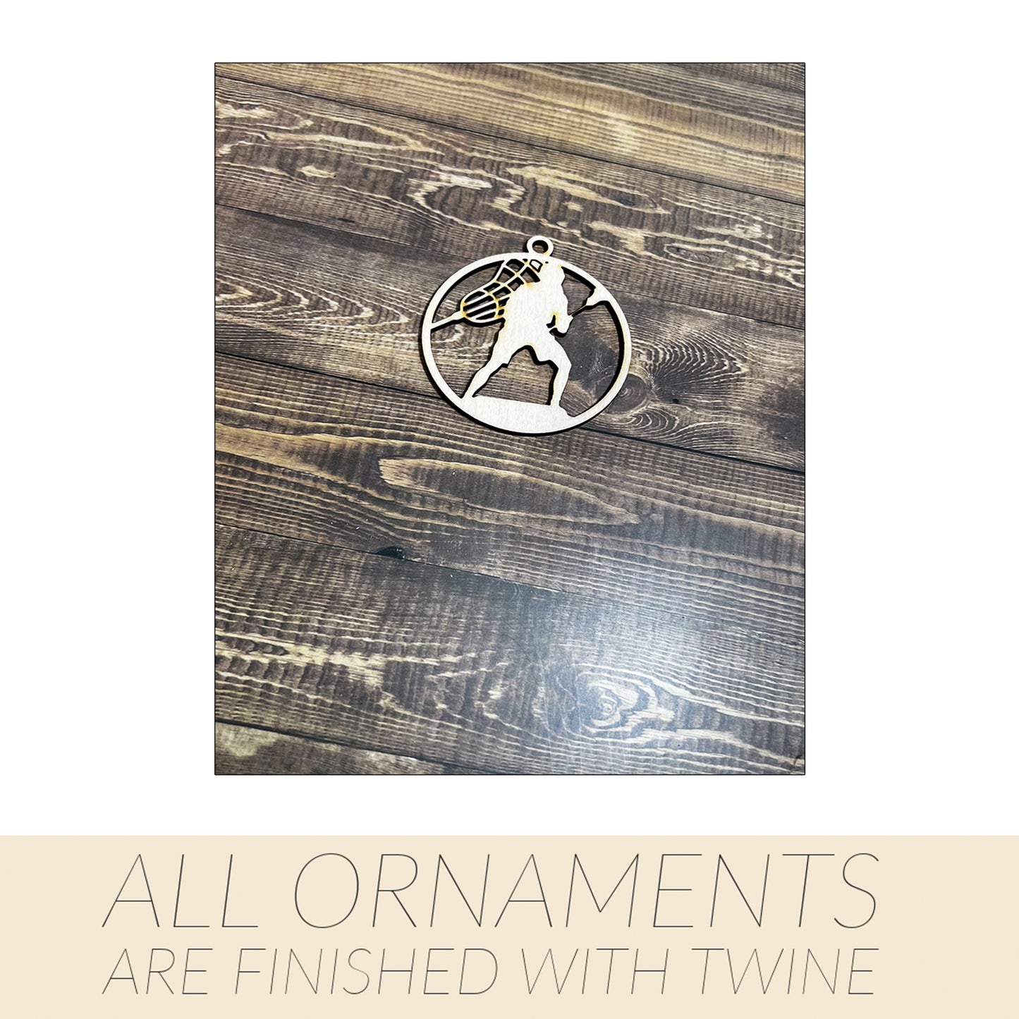 Lacrosse Ornament, Wooden Sports Ornament, Sports Ornament, Engraved Ornament, Laser Engraved Wood Ornament