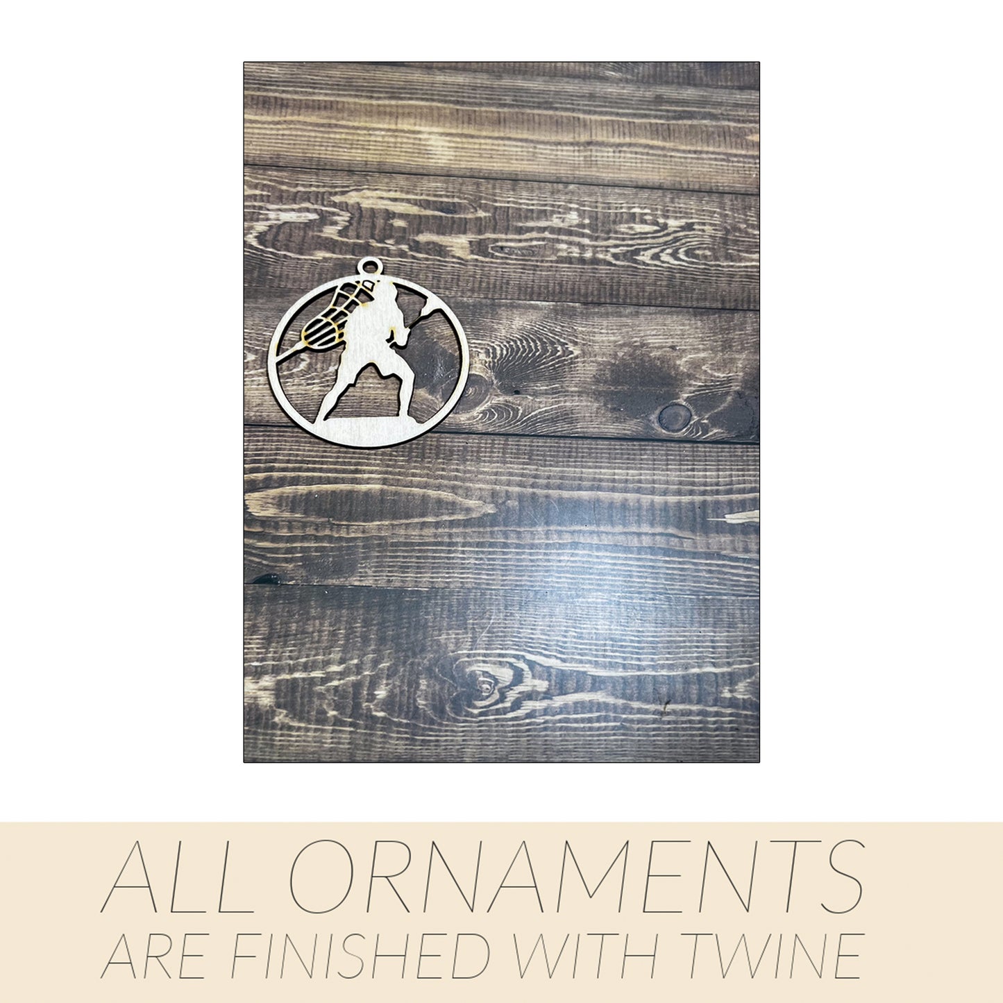 Lacrosse Ornament, Wooden Sports Ornament, Sports Ornament, Engraved Ornament, Laser Engraved Wood Ornament