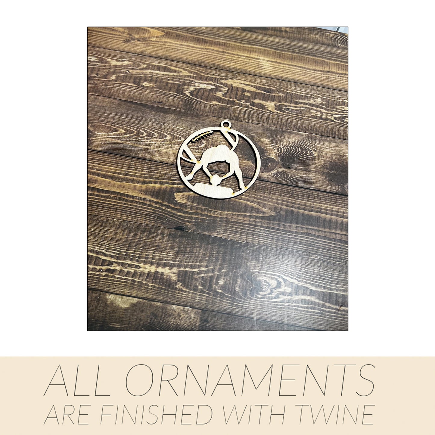 Football Ornament,  Wooden Sports Ornament, Sports Ornament, Engraved Ornament, Laser Engraved Wood Ornament