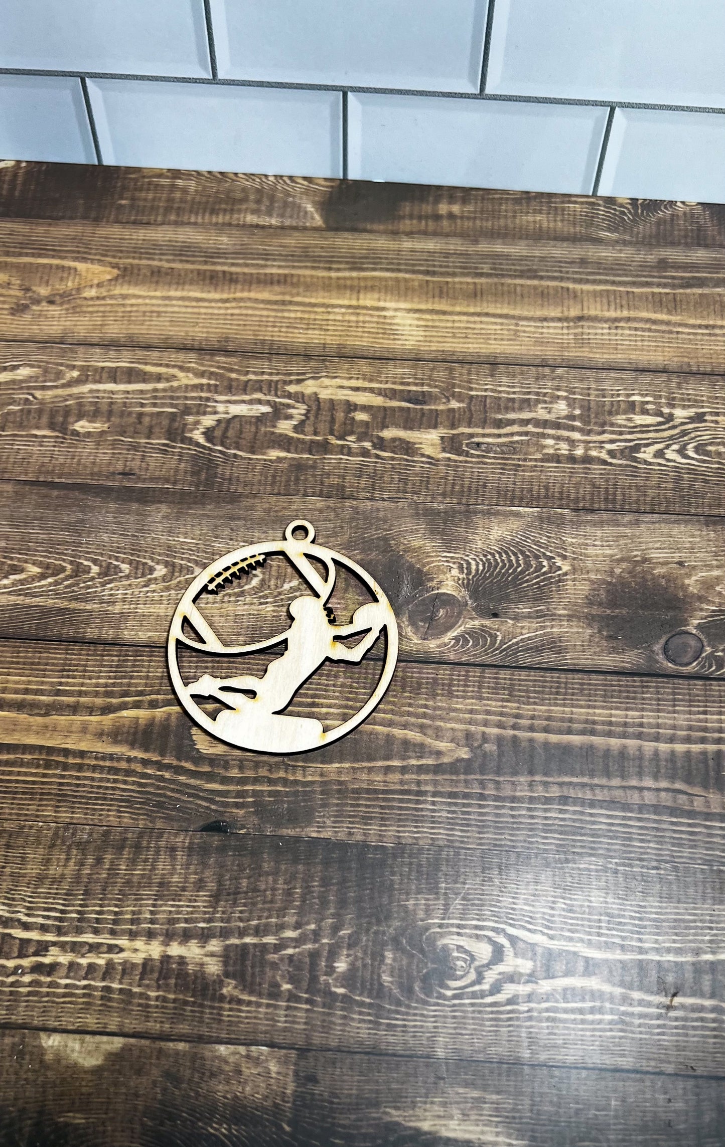 FootBall Ornament, Wooden Sports Ornament, Sports Ornament, Engraved Ornament, Laser Engraved Wood Ornament