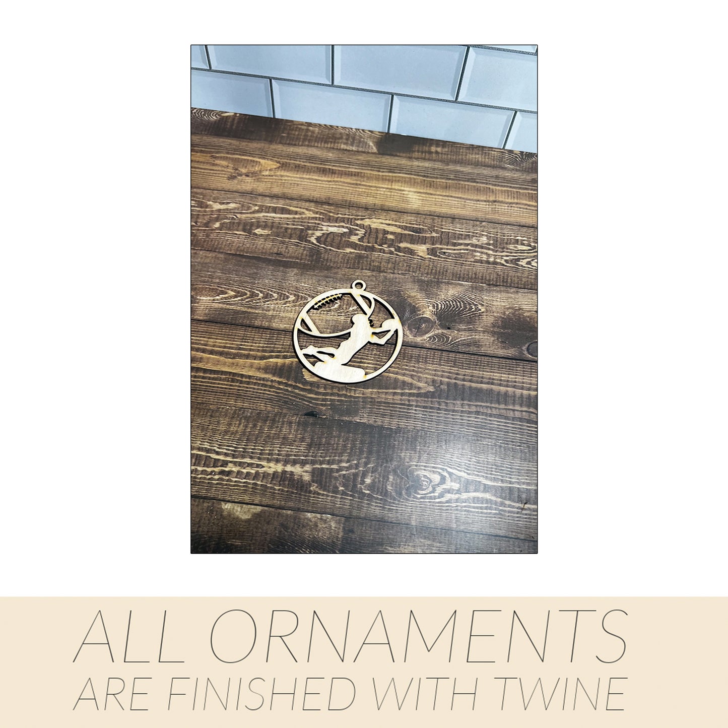 FootBall Ornament, Wooden Sports Ornament, Sports Ornament, Engraved Ornament, Laser Engraved Wood Ornament