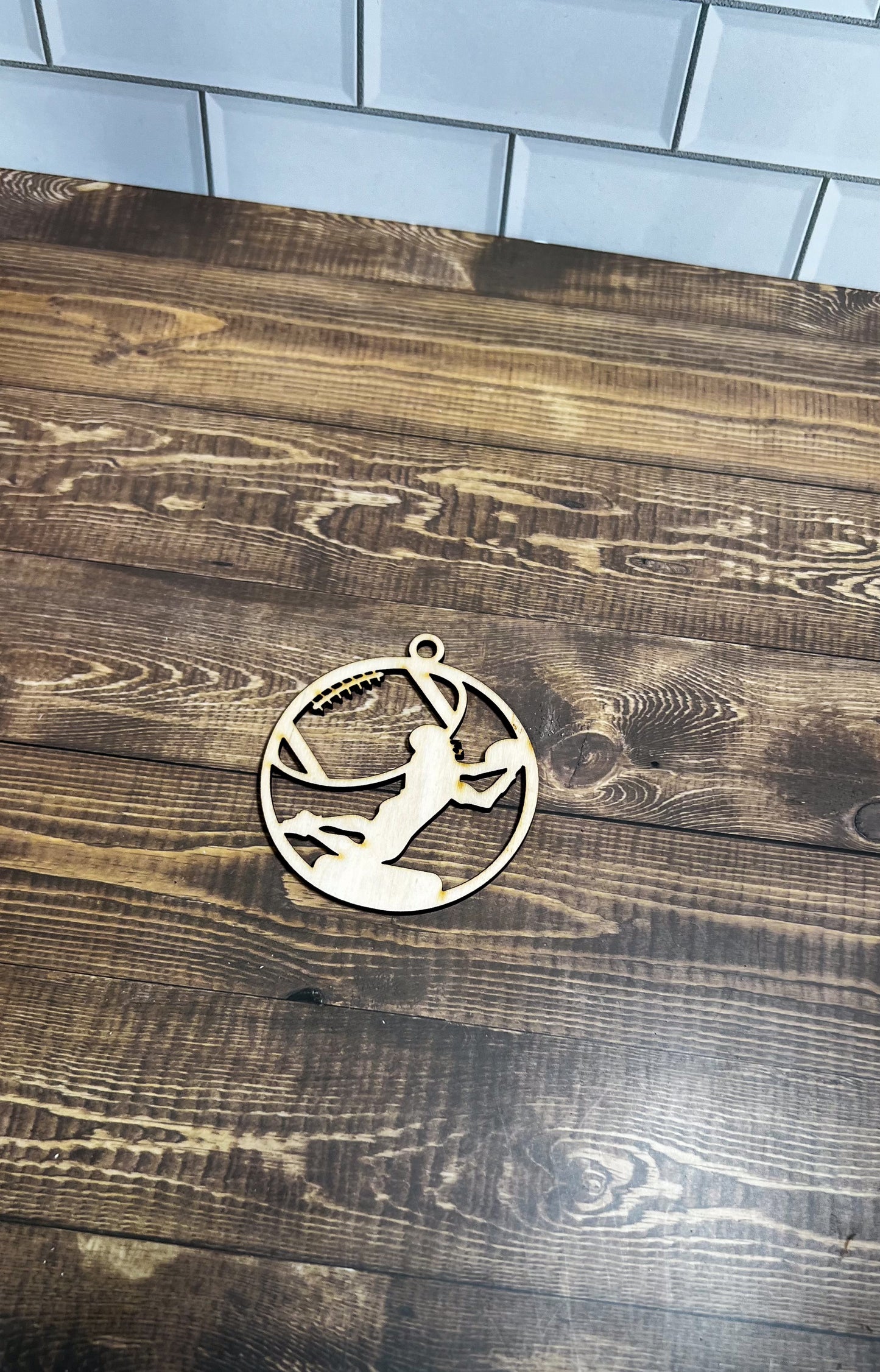 FootBall Ornament, Wooden Sports Ornament, Sports Ornament, Engraved Ornament, Laser Engraved Wood Ornament