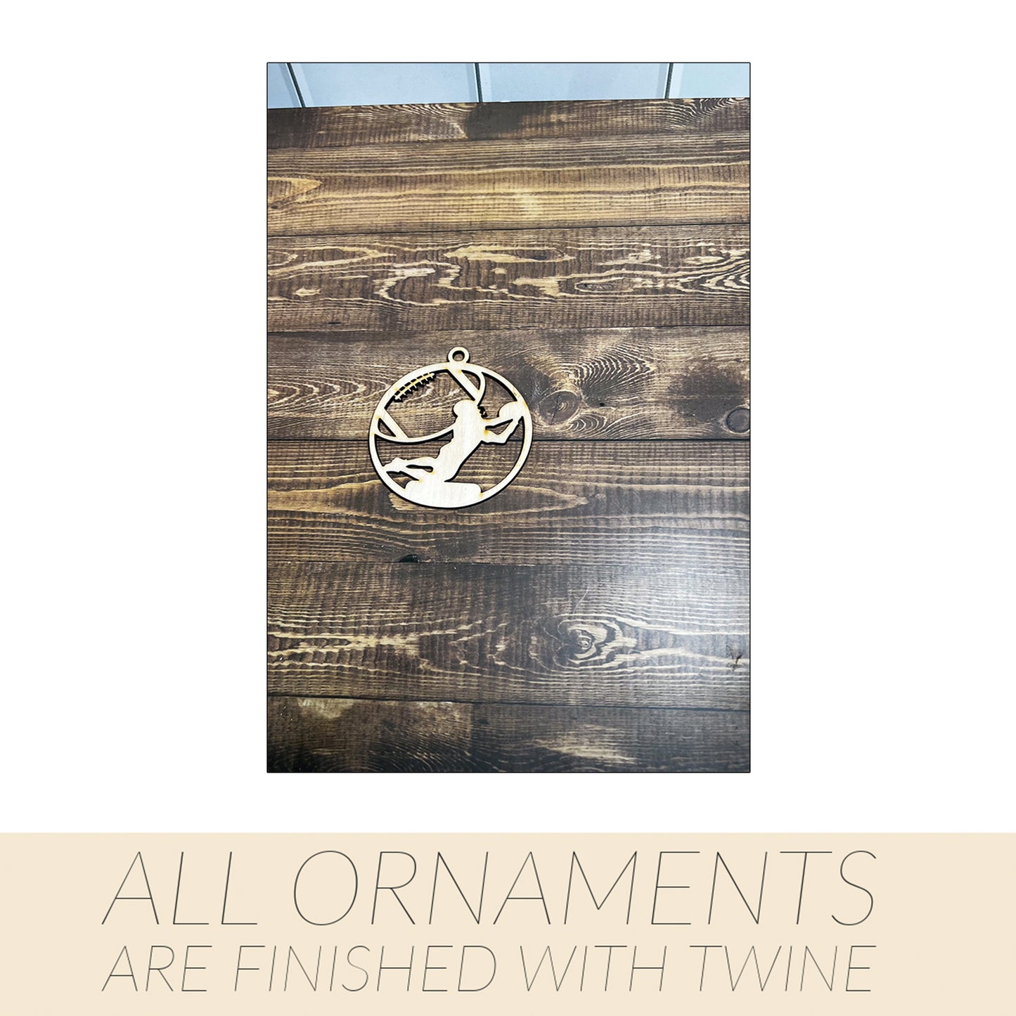 FootBall Ornament, Wooden Sports Ornament, Sports Ornament, Engraved Ornament, Laser Engraved Wood Ornament