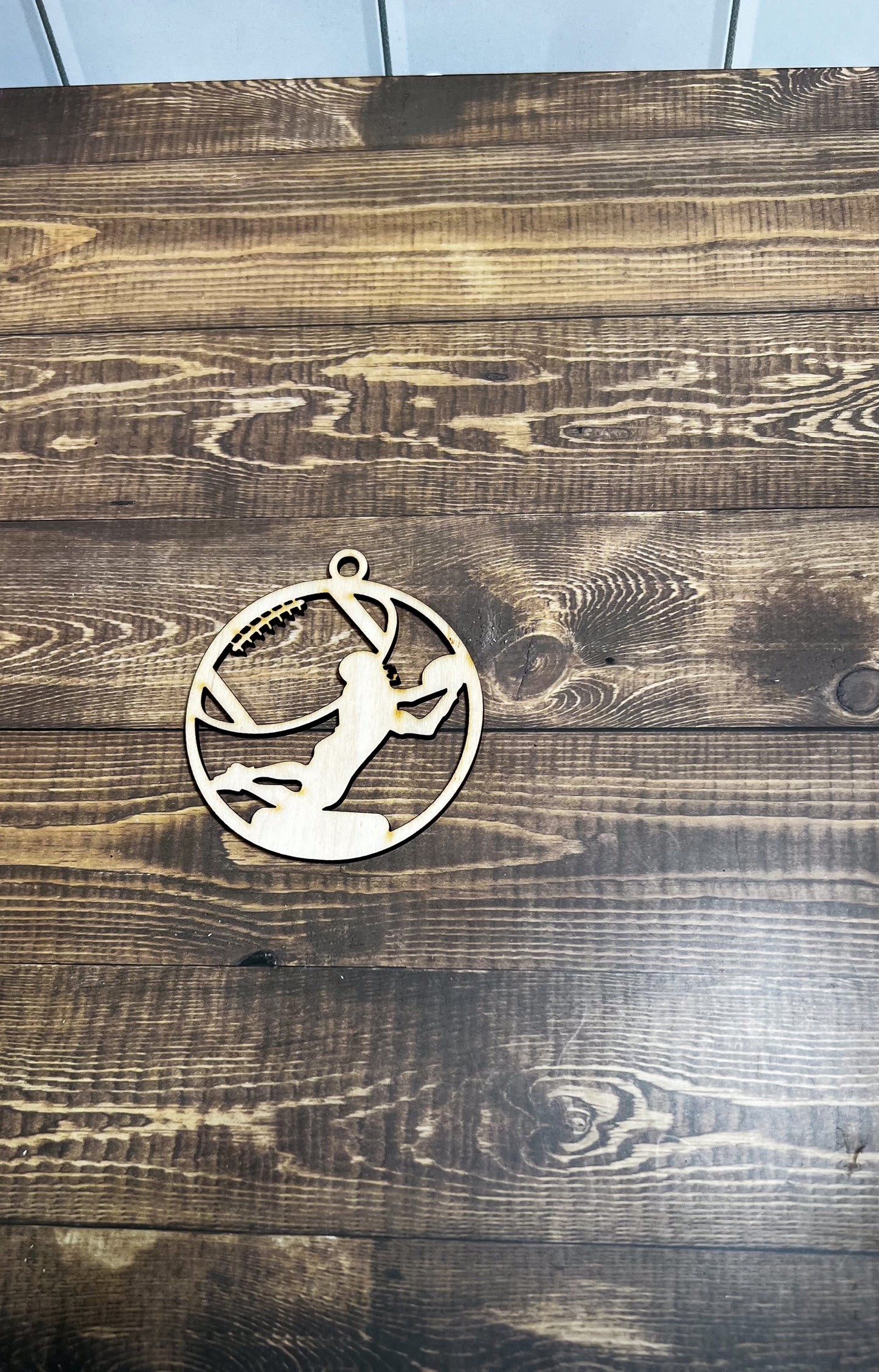 FootBall Ornament, Wooden Sports Ornament, Sports Ornament, Engraved Ornament, Laser Engraved Wood Ornament