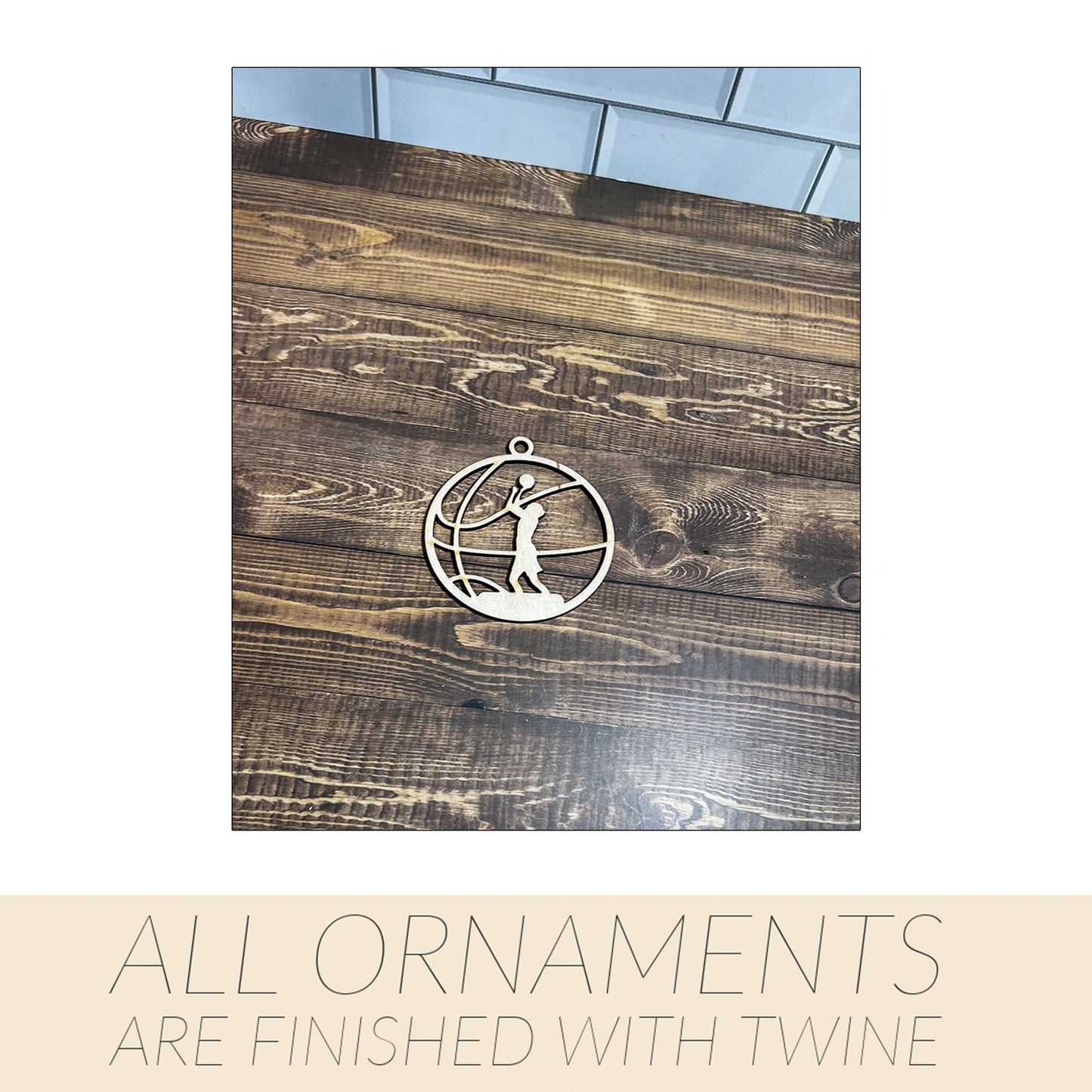 Basketball Ornament, Wooden Sports Ornament, Sports Ornament, Engraved Ornament, Laser Engraved Wood Ornament