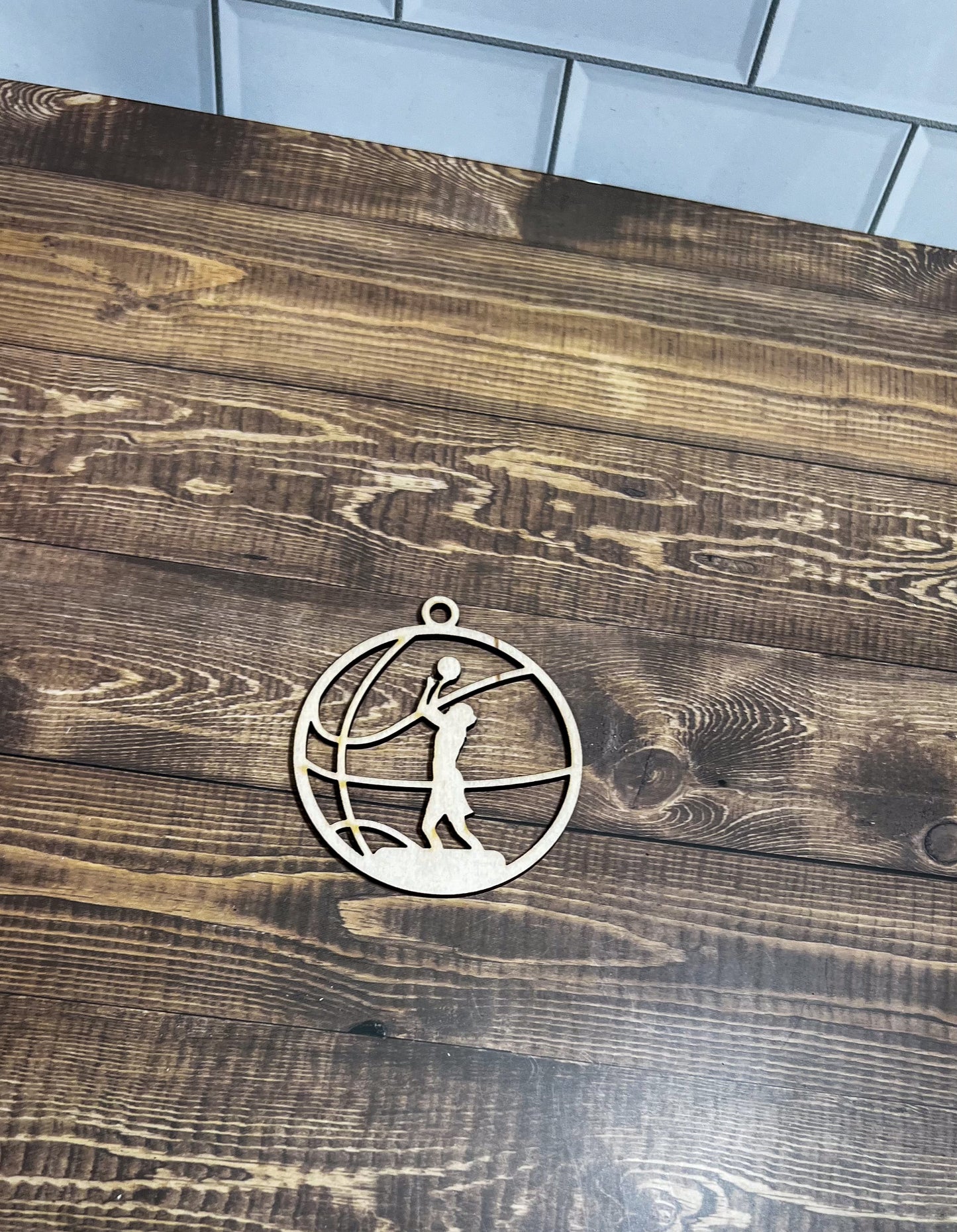 Basketball Ornament, Wooden Sports Ornament, Sports Ornament, Engraved Ornament, Laser Engraved Wood Ornament