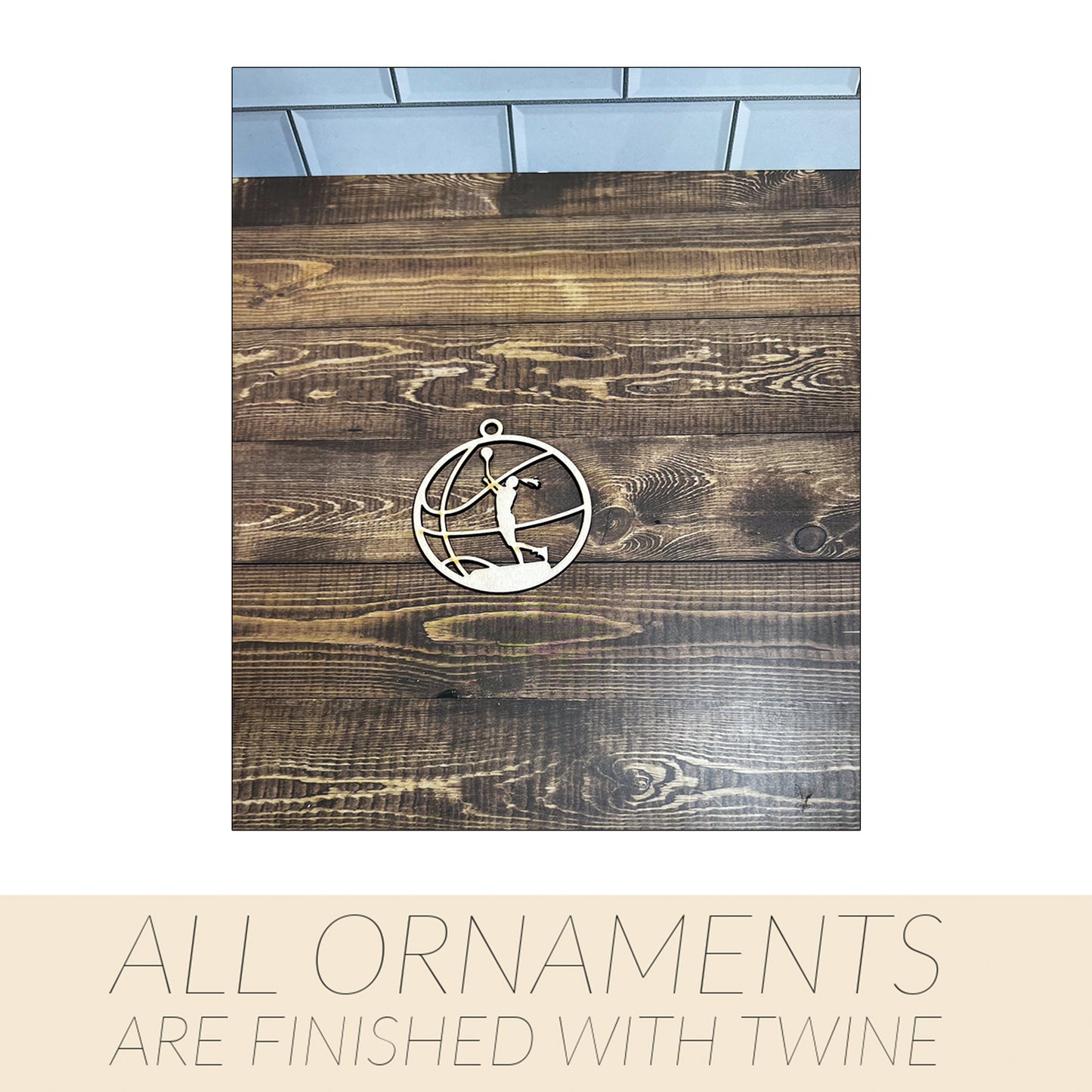 Basketball Ornament, Wooden Sports Ornament, Sports Ornament, Engraved Ornament, Laser Engraved Wood Ornament