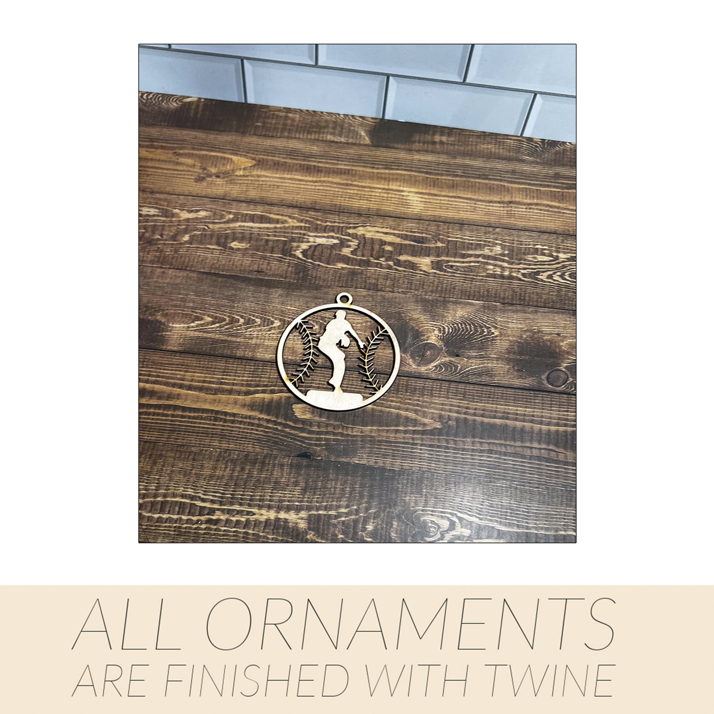 Baseball Ornament, Personalized Ornament, Wooden Family Ornament , Laser Engraved Wood Ornament