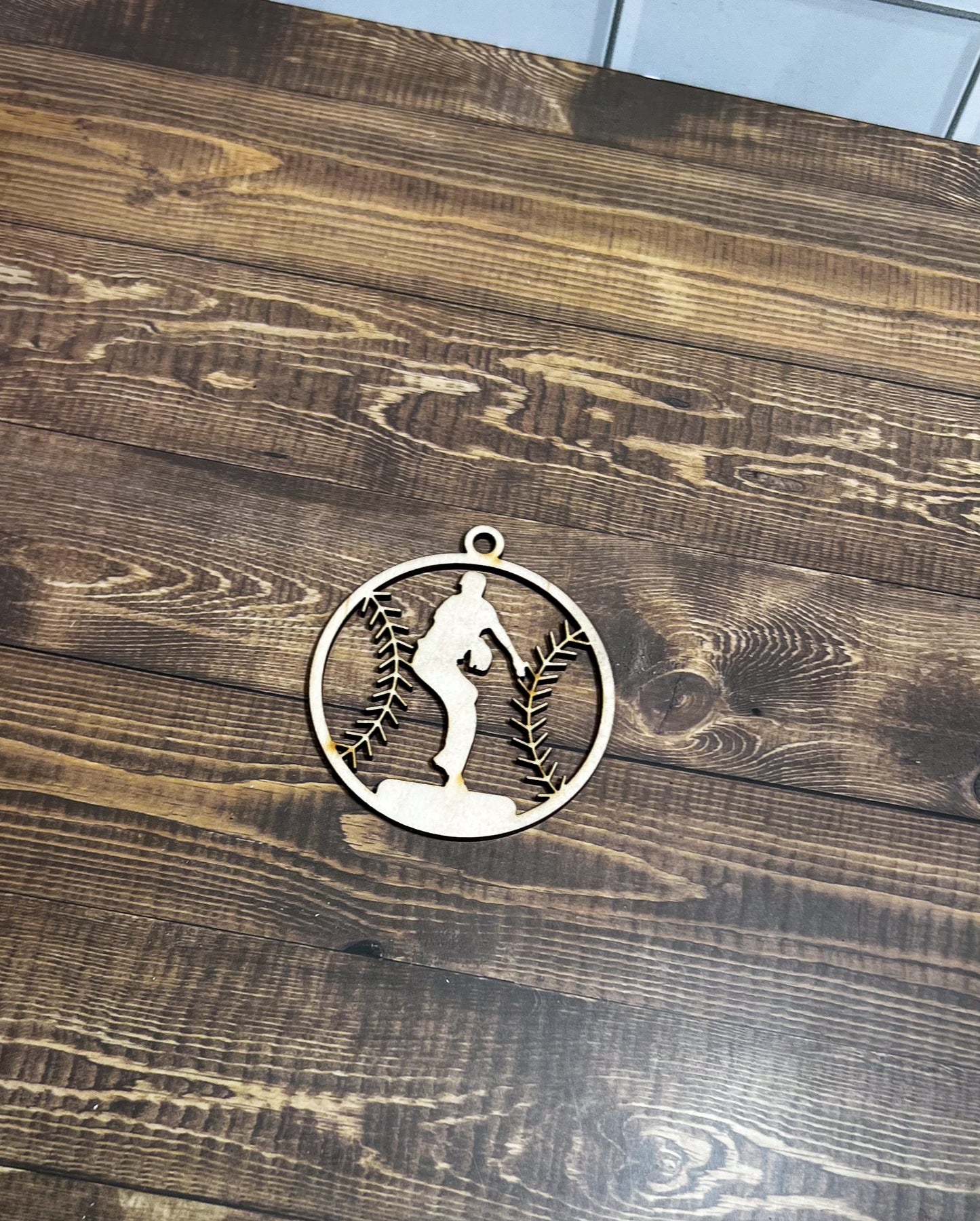 Baseball Ornament, Personalized Ornament, Wooden Family Ornament , Laser Engraved Wood Ornament