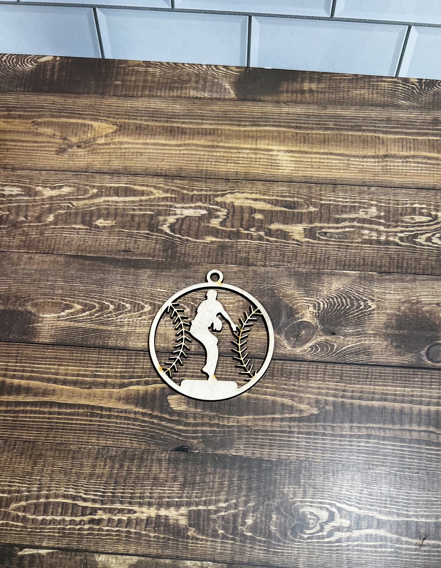 Baseball Ornament, Personalized Ornament, Wooden Family Ornament , Laser Engraved Wood Ornament