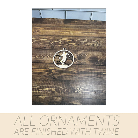 Soccer Wooden Sports Ornament, Sports Ornament, Engraved Ornament, Laser Engraved Wood Ornament