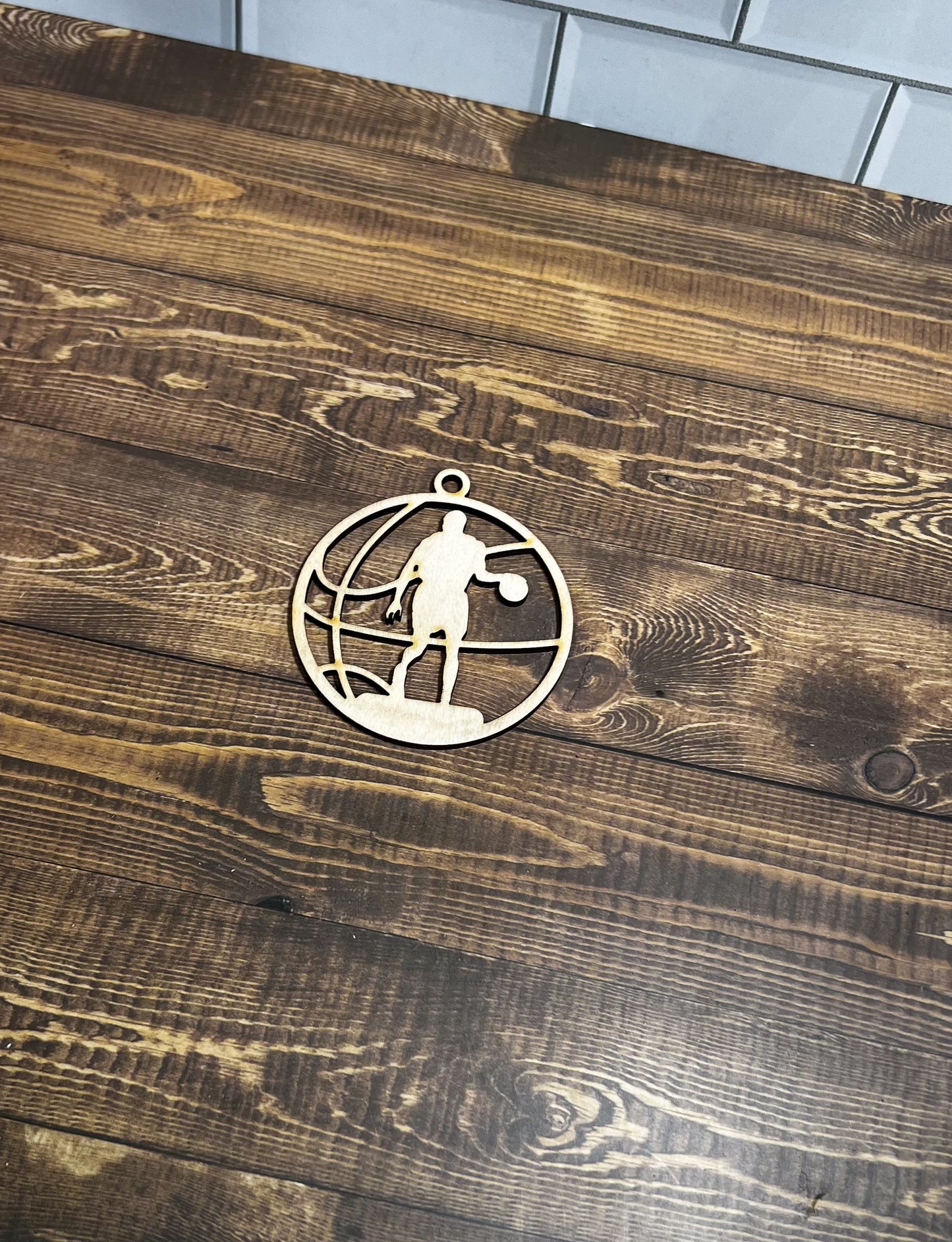 Basketball Ornament, Wooden Sports Ornament, Sports Ornament, Engraved Ornament, Laser Engraved Wood Ornament