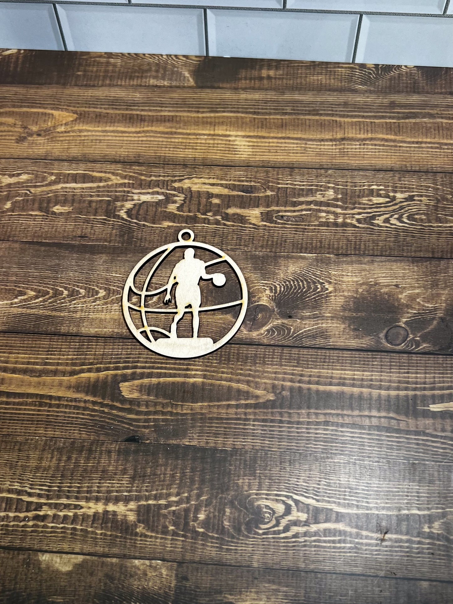 Basketball Ornament, Wooden Sports Ornament, Sports Ornament, Engraved Ornament, Laser Engraved Wood Ornament