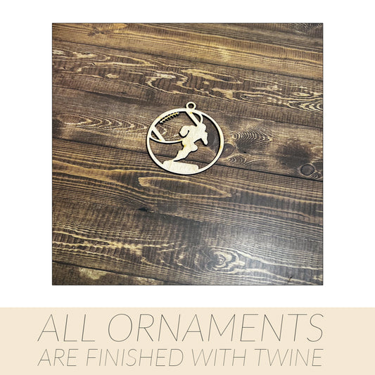 Football Ornament, Wooden Sports Ornament, Sports Ornament, Engraved Ornament, Laser Engraved Wood Ornament