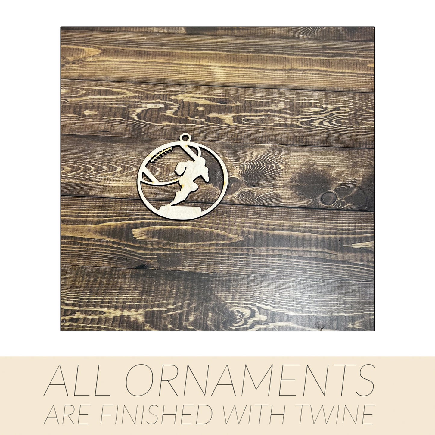 Football Ornament, Wooden Sports Ornament, Sports Ornament, Engraved Ornament, Laser Engraved Wood Ornament