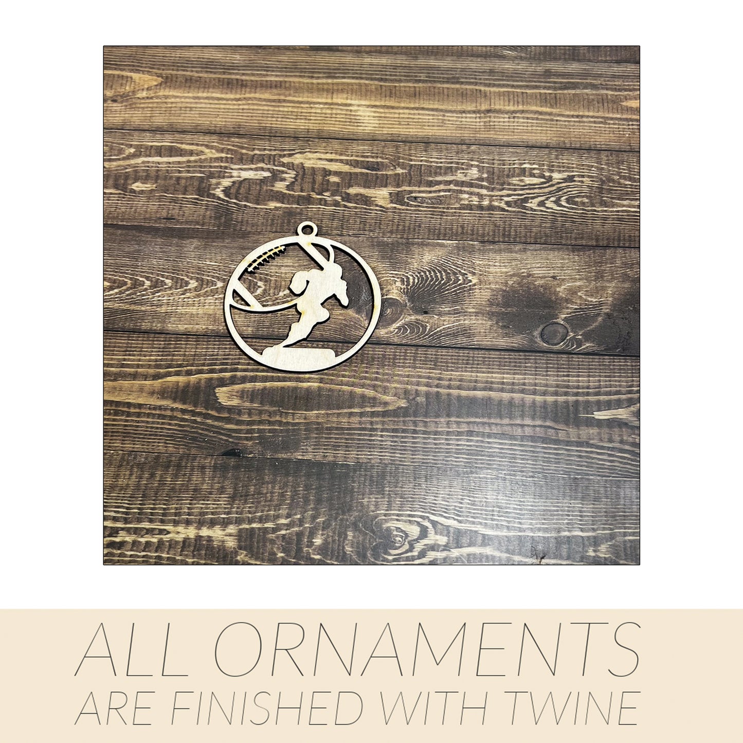 Football Ornament, Wooden Sports Ornament, Sports Ornament, Engraved Ornament, Laser Engraved Wood Ornament