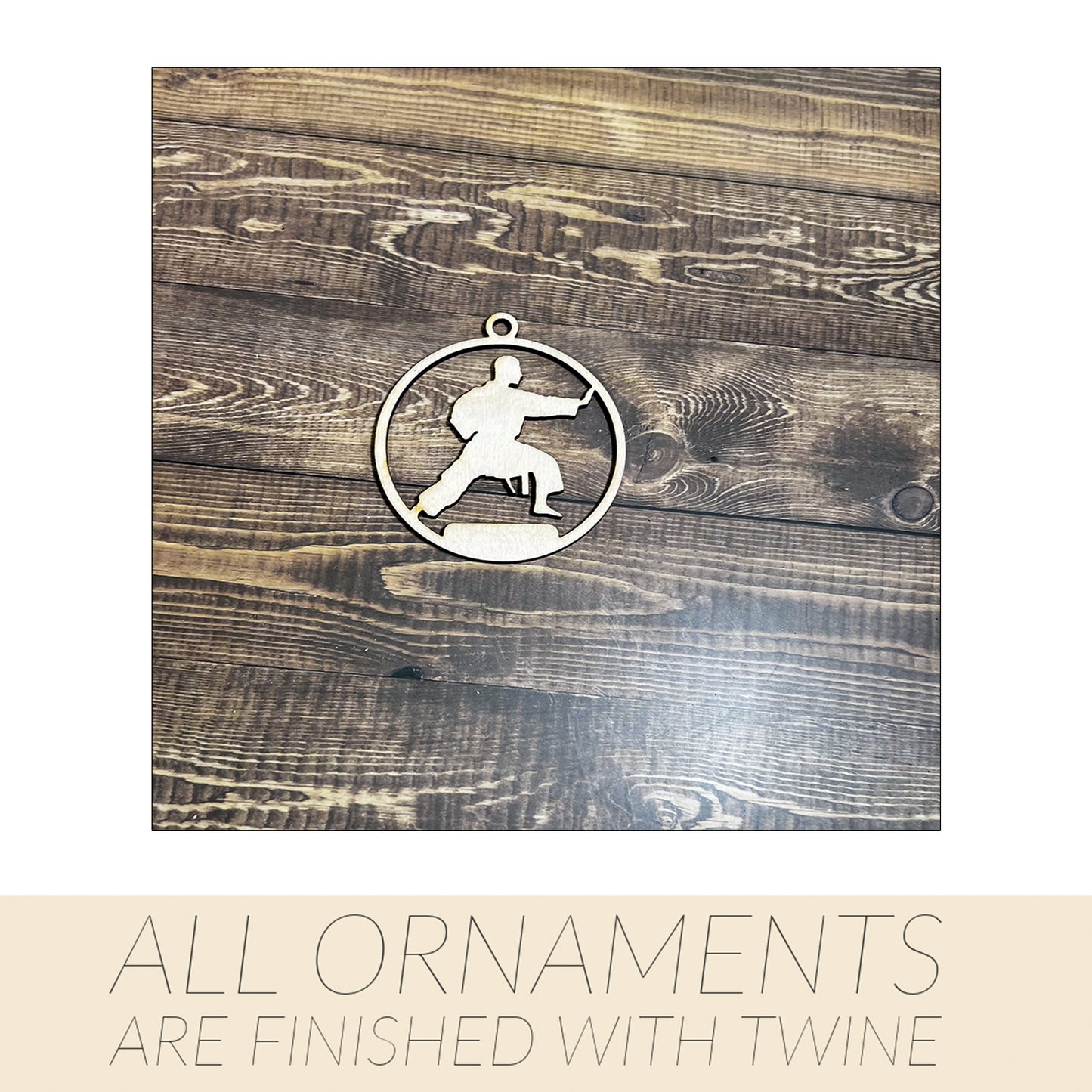 Karate Ornament, Wooden Sports Ornament, Sports Ornament, Engraved Ornament, Laser Engraved Wood Ornament