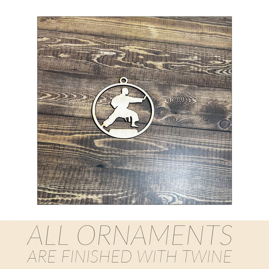 Karate Ornament, Wooden Sports Ornament, Sports Ornament, Engraved Ornament, Laser Engraved Wood Ornament