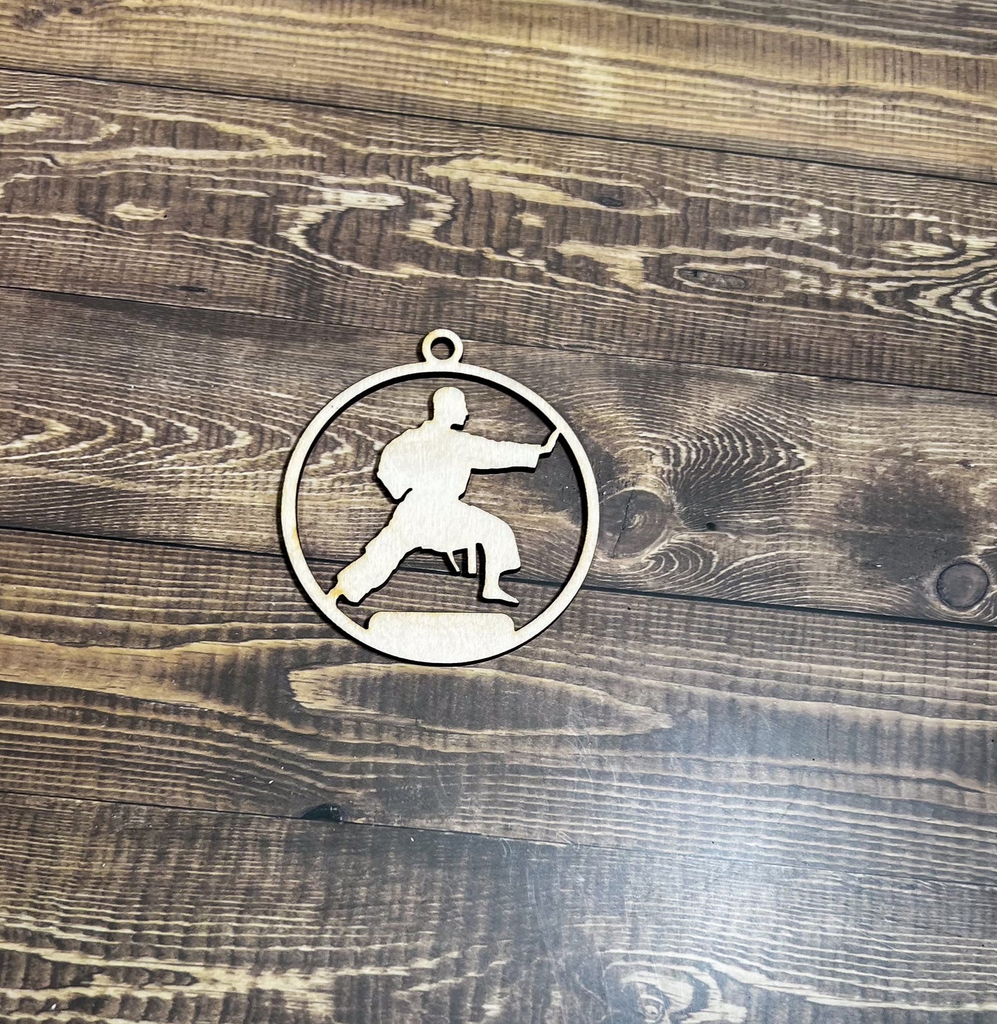 Karate Ornament, Wooden Sports Ornament, Sports Ornament, Engraved Ornament, Laser Engraved Wood Ornament