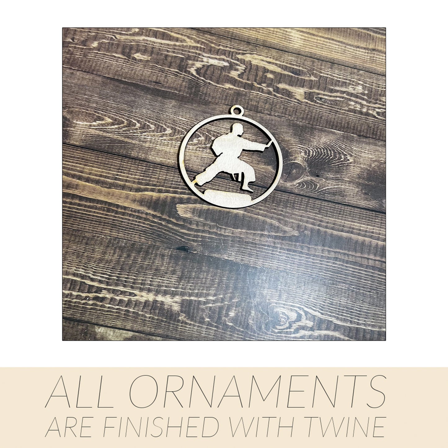 Karate Ornament, Wooden Sports Ornament, Sports Ornament, Engraved Ornament, Laser Engraved Wood Ornament
