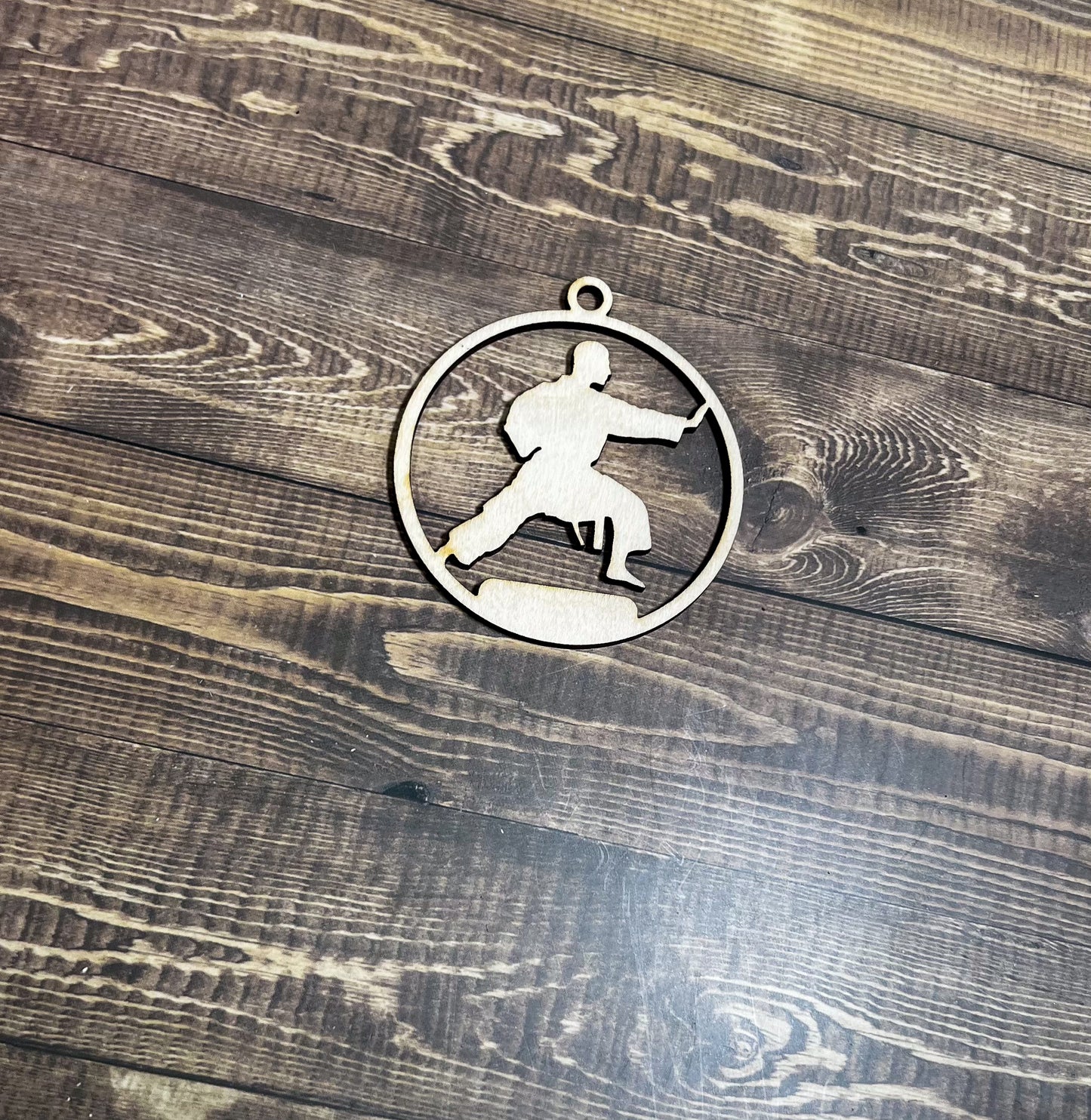 Karate Ornament, Wooden Sports Ornament, Sports Ornament, Engraved Ornament, Laser Engraved Wood Ornament