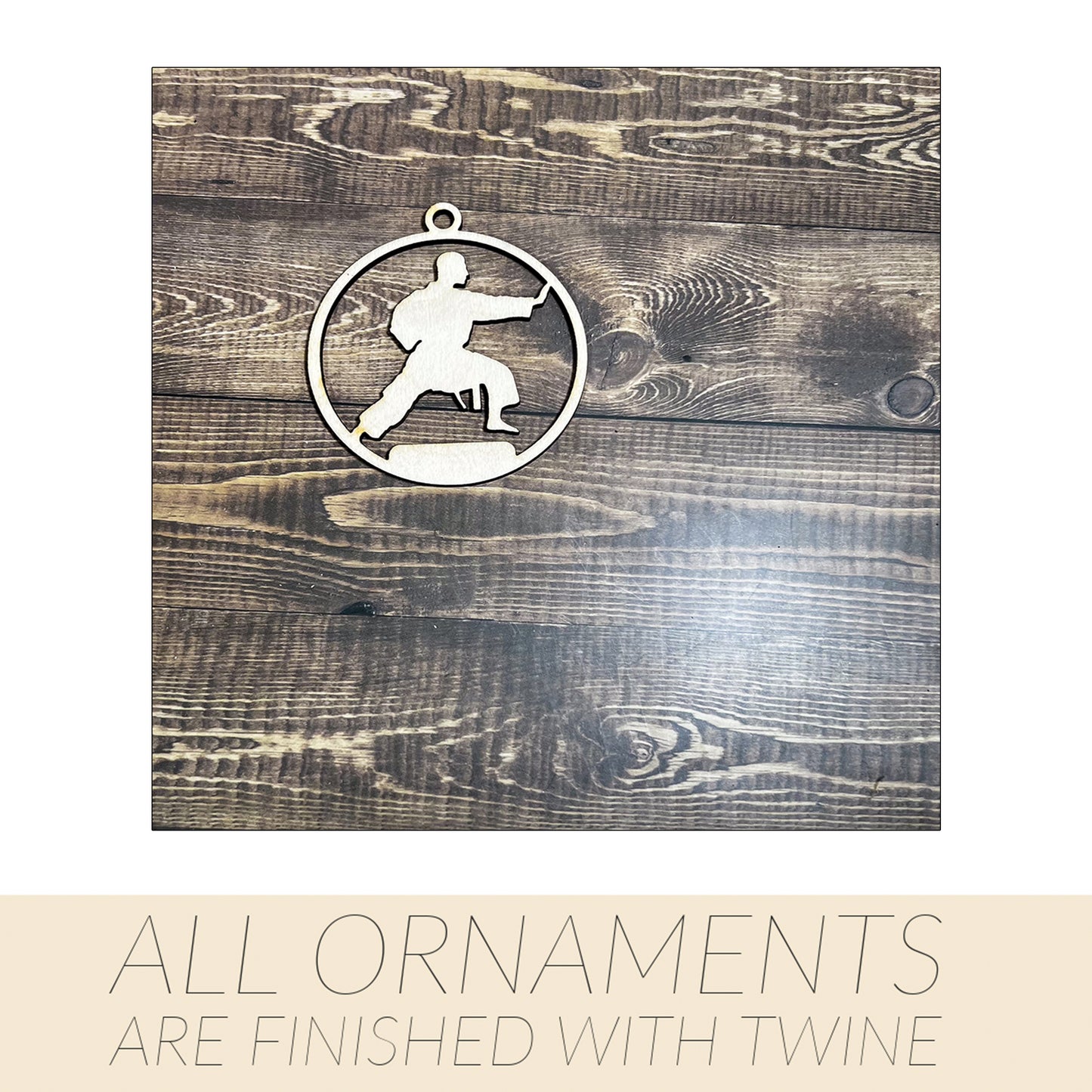 Karate Ornament, Wooden Sports Ornament, Sports Ornament, Engraved Ornament, Laser Engraved Wood Ornament