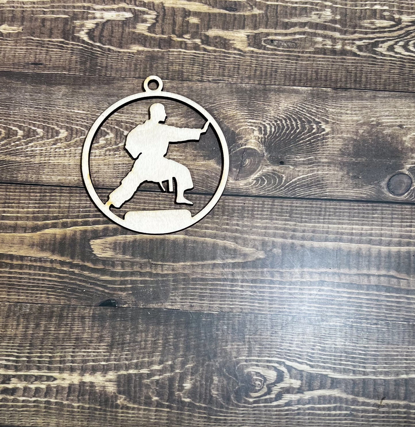 Karate Ornament, Wooden Sports Ornament, Sports Ornament, Engraved Ornament, Laser Engraved Wood Ornament