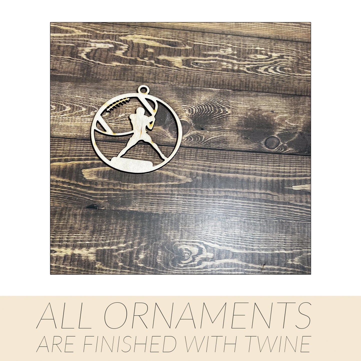 Football Ornament, Wooden Sports Ornament, Sports Ornament, Engraved Ornament, Laser Engraved Wood Ornament