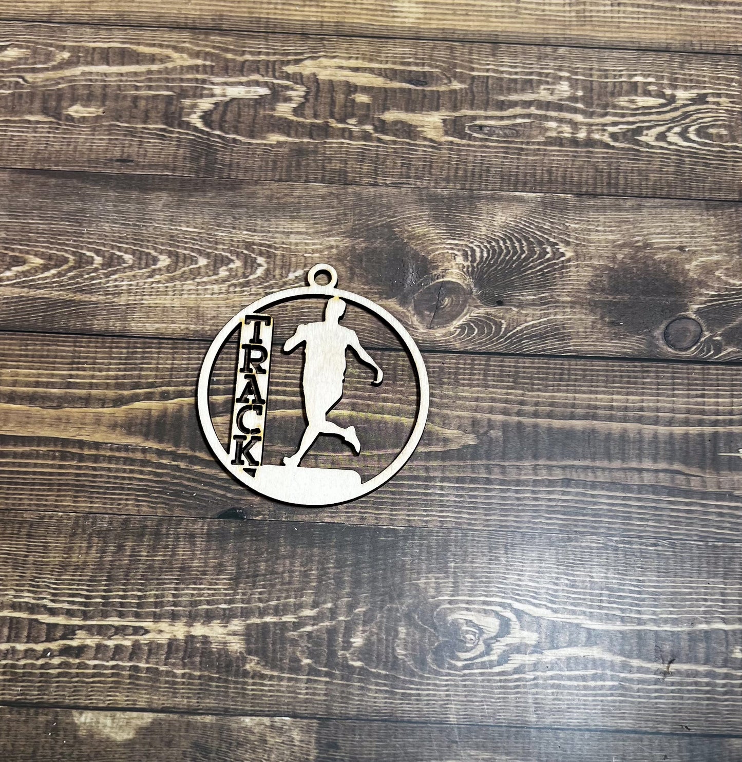 Track Ornament, Wooden Sports Ornament, Sports Ornament, Engraved Ornament, Laser Engraved Wood Ornament