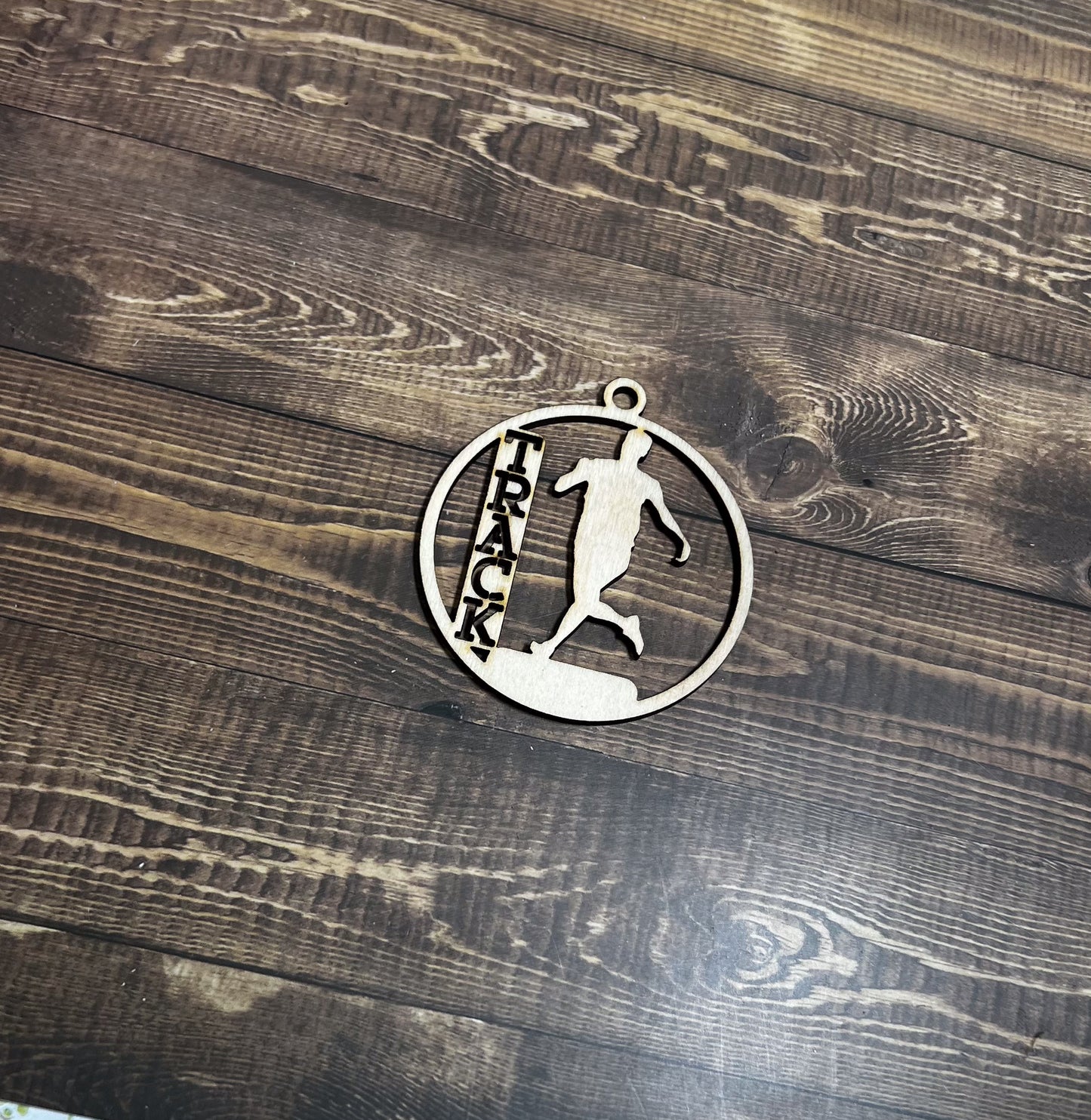 Track Ornament, Wooden Sports Ornament, Sports Ornament, Engraved Ornament, Laser Engraved Wood Ornament