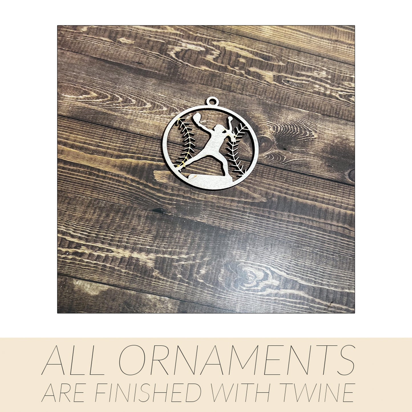 Baseball Ornament, Wooden Sports Ornament, Sports Ornament, Engraved Ornament, Laser Engraved Wood Ornament
