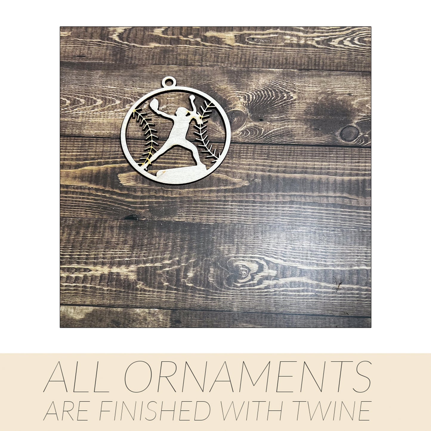 Baseball Ornament, Wooden Sports Ornament, Sports Ornament, Engraved Ornament, Laser Engraved Wood Ornament