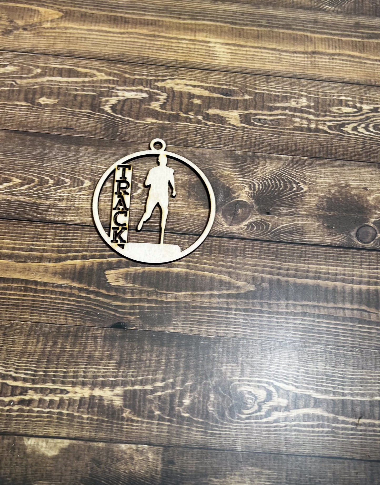 Track Ornament, Wooden Sports Ornament, Sports Ornament, Engraved Ornament, Laser Engraved Wood Ornament