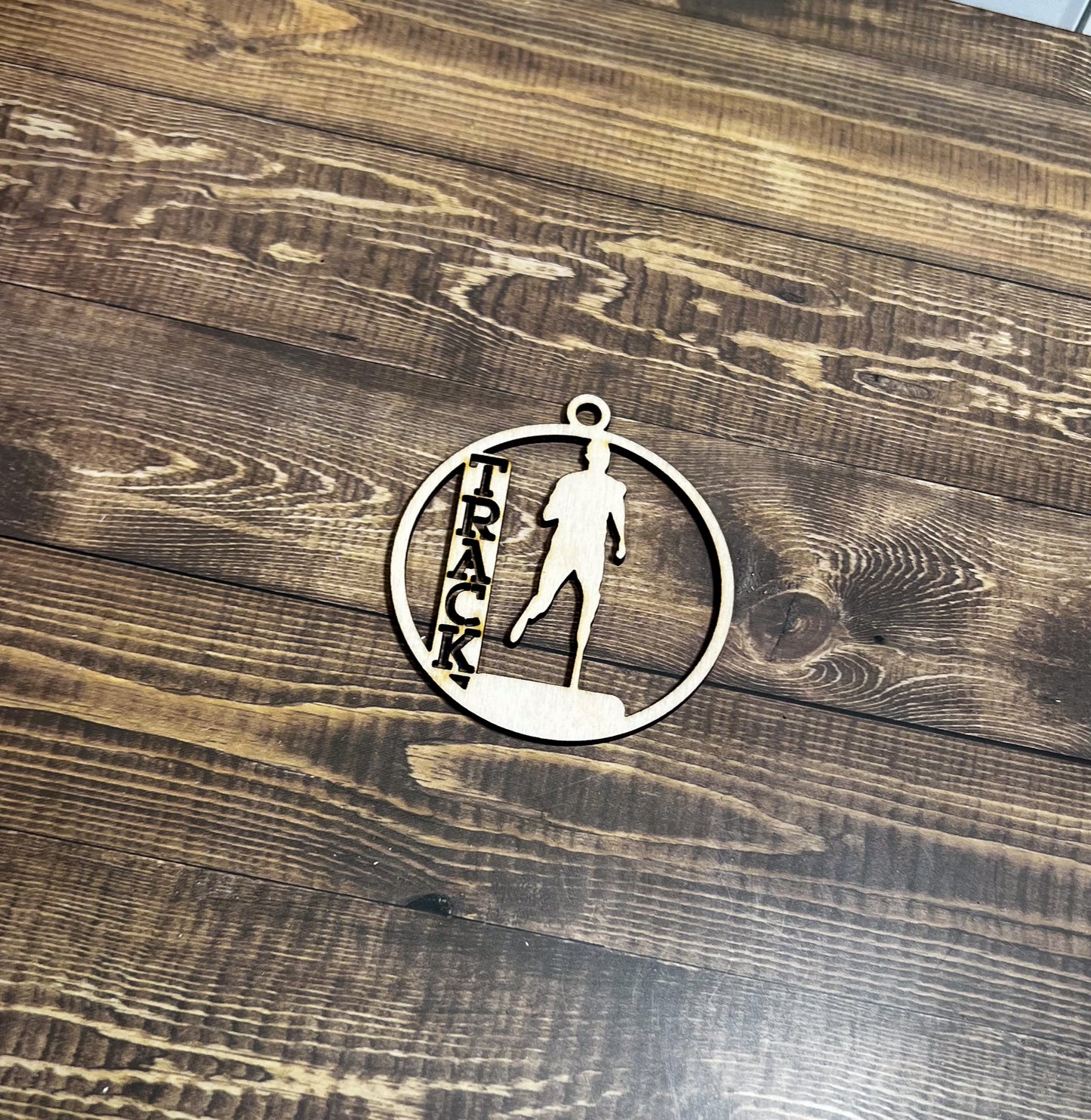 Track Ornament, Wooden Sports Ornament, Sports Ornament, Engraved Ornament, Laser Engraved Wood Ornament