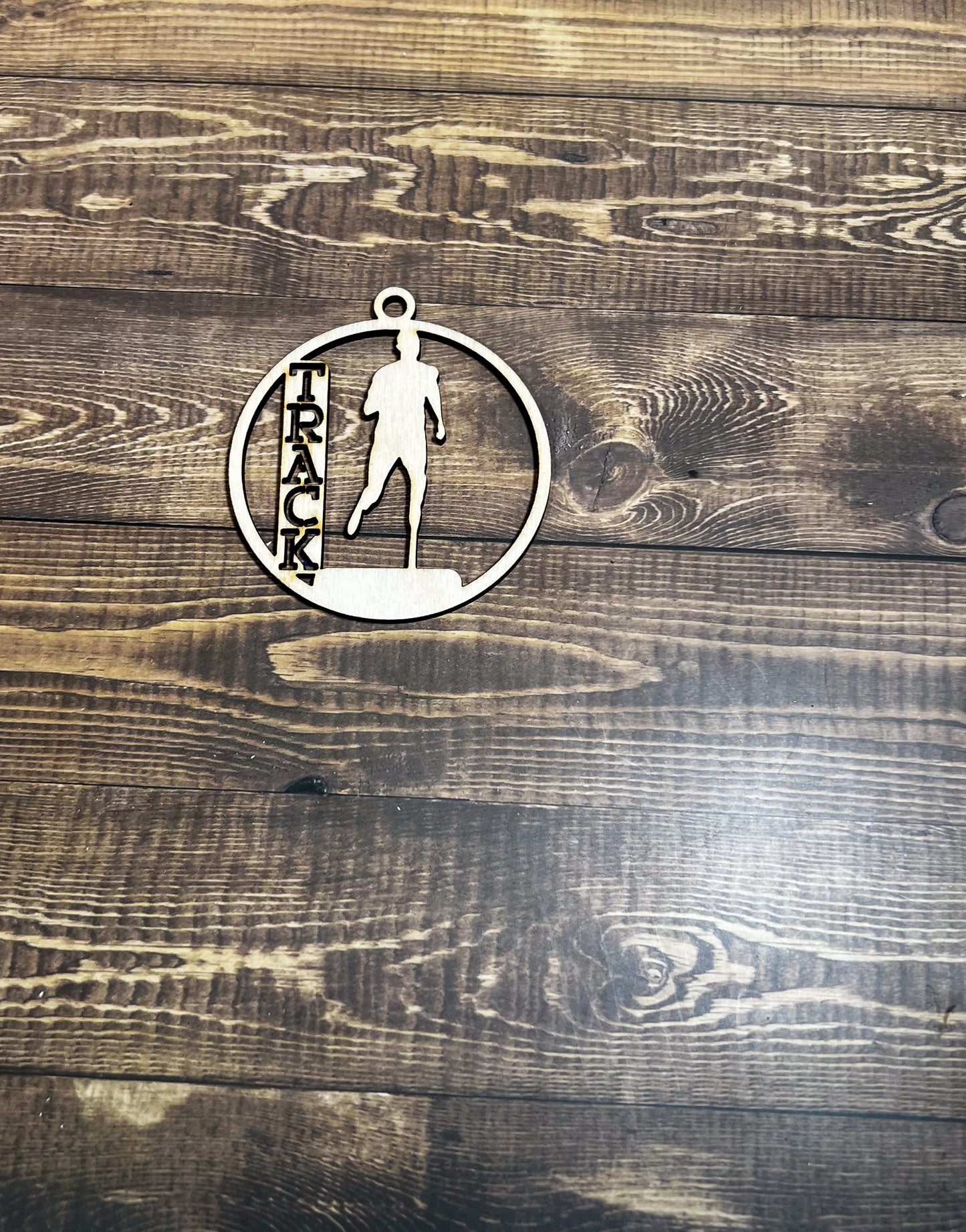 Track Ornament, Wooden Sports Ornament, Sports Ornament, Engraved Ornament, Laser Engraved Wood Ornament