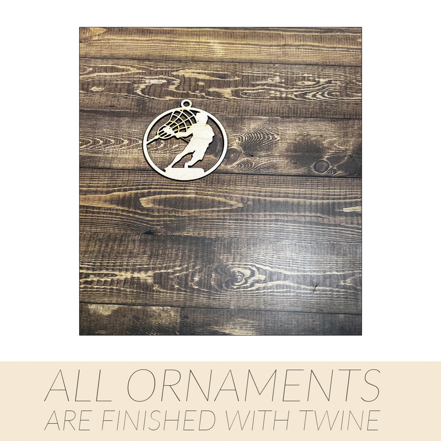 Lacrosse Ornament, Wooden Sports Ornament, Sports Ornament, Engraved Ornament, Laser Engraved Wood Ornament