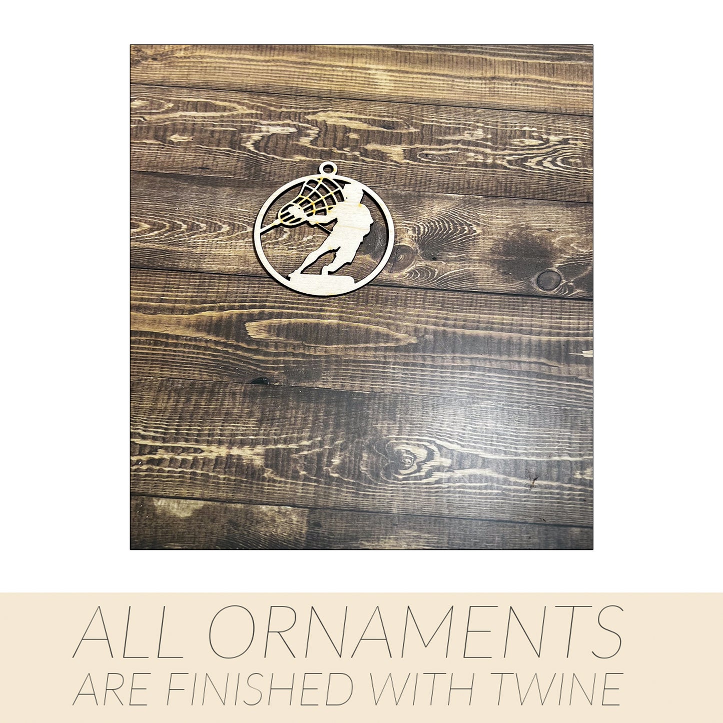 Lacrosse Ornament, Wooden Sports Ornament, Sports Ornament, Engraved Ornament, Laser Engraved Wood Ornament