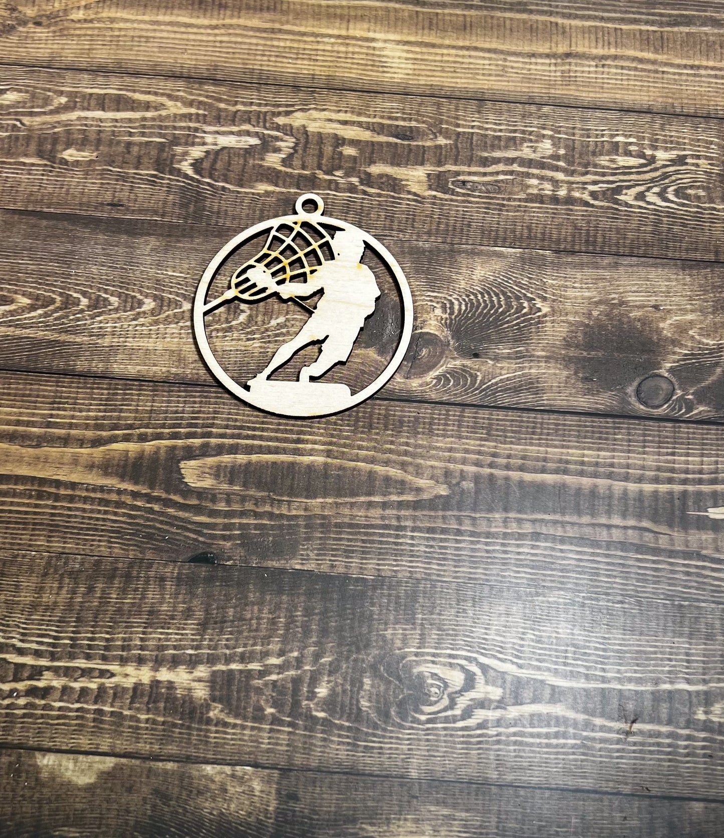 Lacrosse Ornament, Wooden Sports Ornament, Sports Ornament, Engraved Ornament, Laser Engraved Wood Ornament