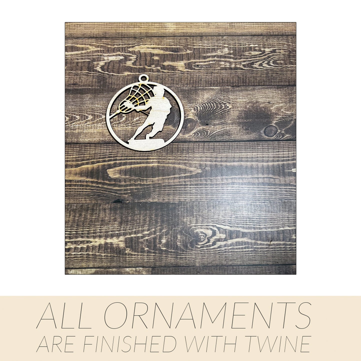 Lacrosse Ornament, Wooden Sports Ornament, Sports Ornament, Engraved Ornament, Laser Engraved Wood Ornament