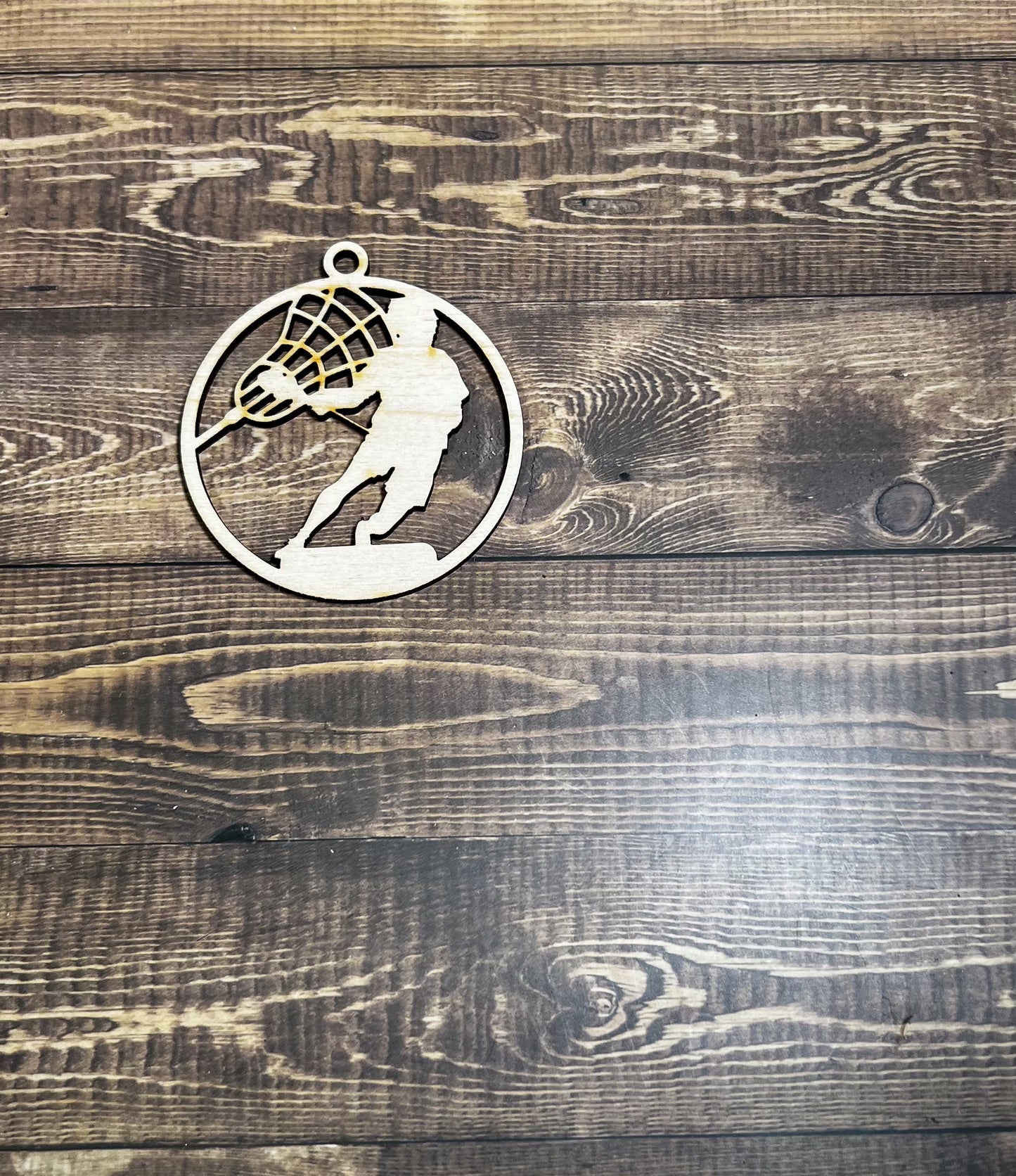 Lacrosse Ornament, Wooden Sports Ornament, Sports Ornament, Engraved Ornament, Laser Engraved Wood Ornament