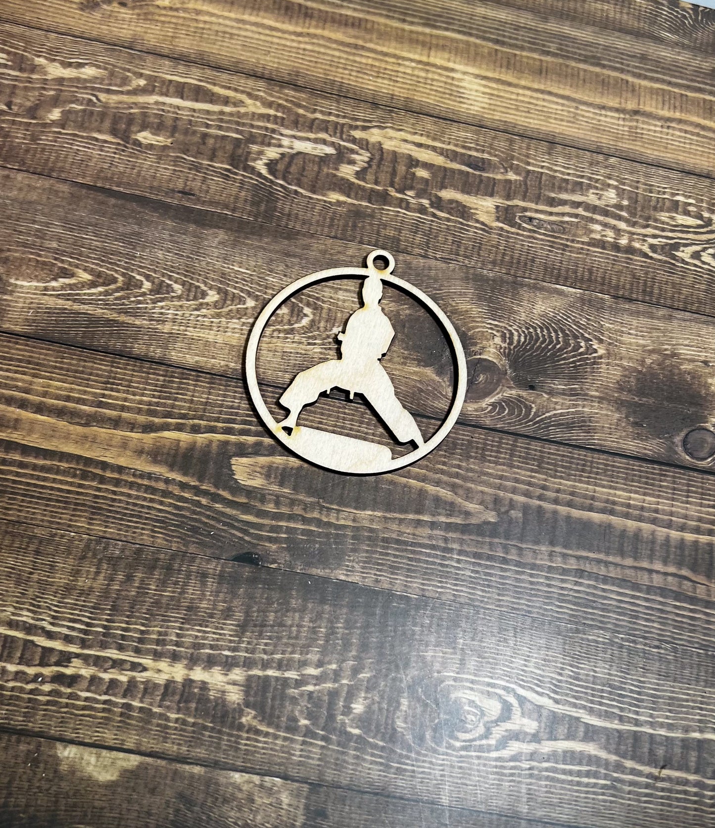Karate, Wooden Sports Ornament, Sports Ornament, Engraved Ornament, Laser Engraved Wood Ornament