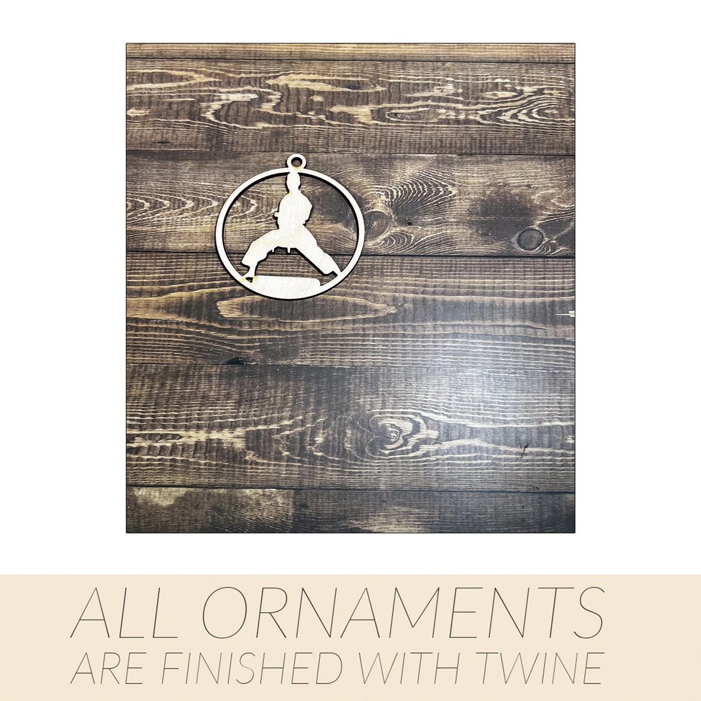 Karate, Wooden Sports Ornament, Sports Ornament, Engraved Ornament, Laser Engraved Wood Ornament