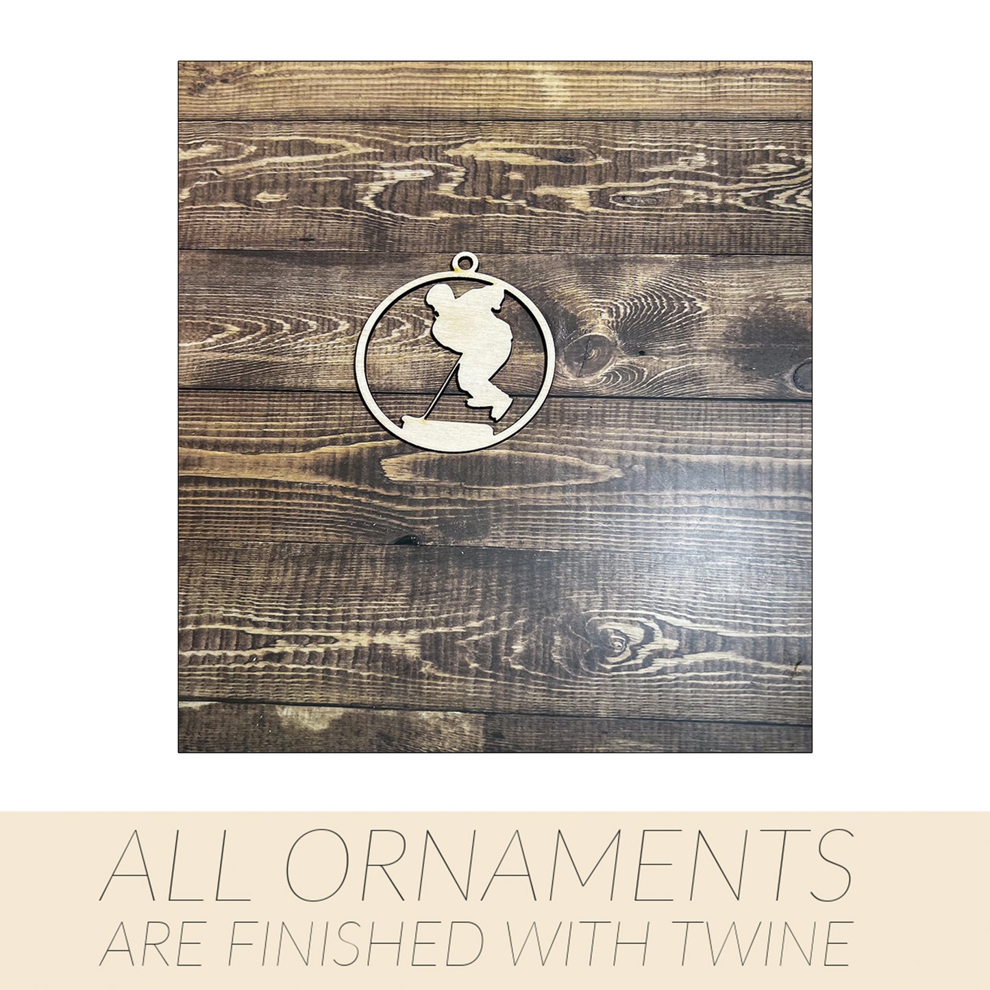 Hockey Ornament, Wooden Sports Ornament, Sports Ornament, Engraved Ornament, Laser Engraved Wood Ornament