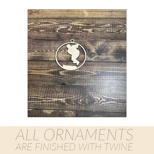 Hockey Ornament, Wooden Sports Ornament, Sports Ornament, Engraved Ornament, Laser Engraved Wood Ornament