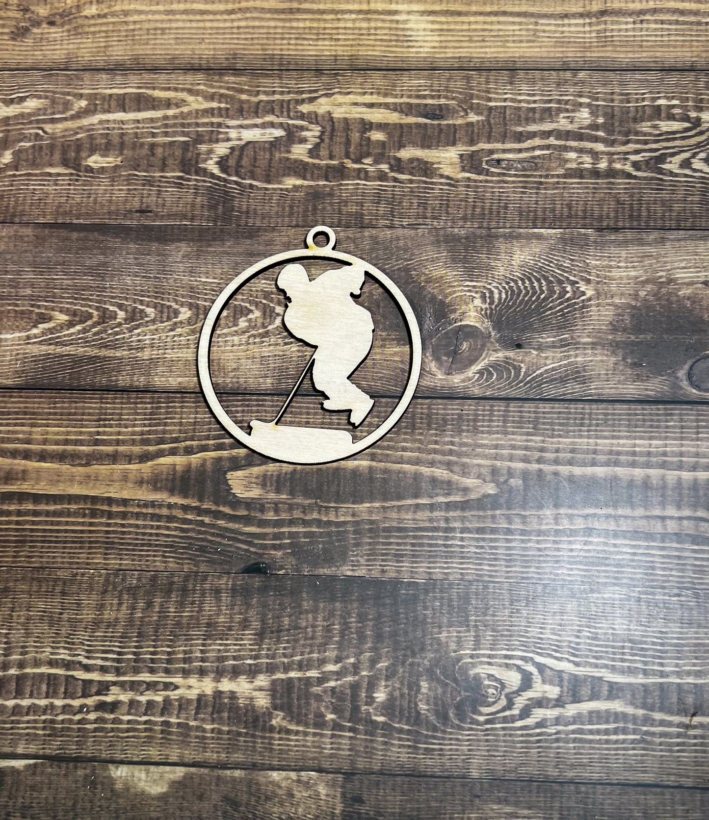 Hockey Ornament, Wooden Sports Ornament, Sports Ornament, Engraved Ornament, Laser Engraved Wood Ornament