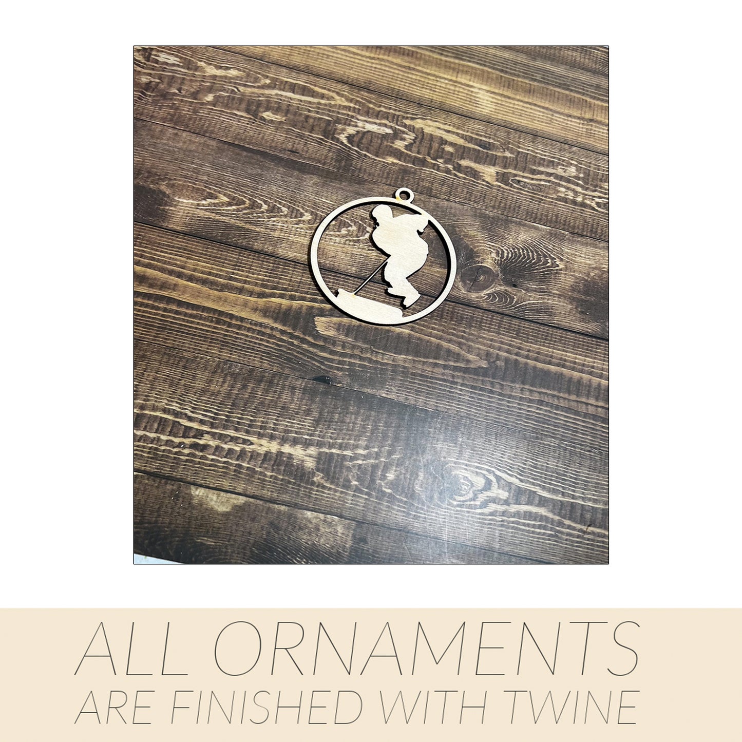 Hockey Ornament, Wooden Sports Ornament, Sports Ornament, Engraved Ornament, Laser Engraved Wood Ornament