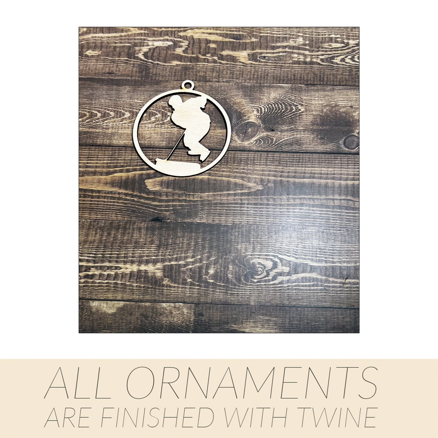 Hockey Ornament, Wooden Sports Ornament, Sports Ornament, Engraved Ornament, Laser Engraved Wood Ornament