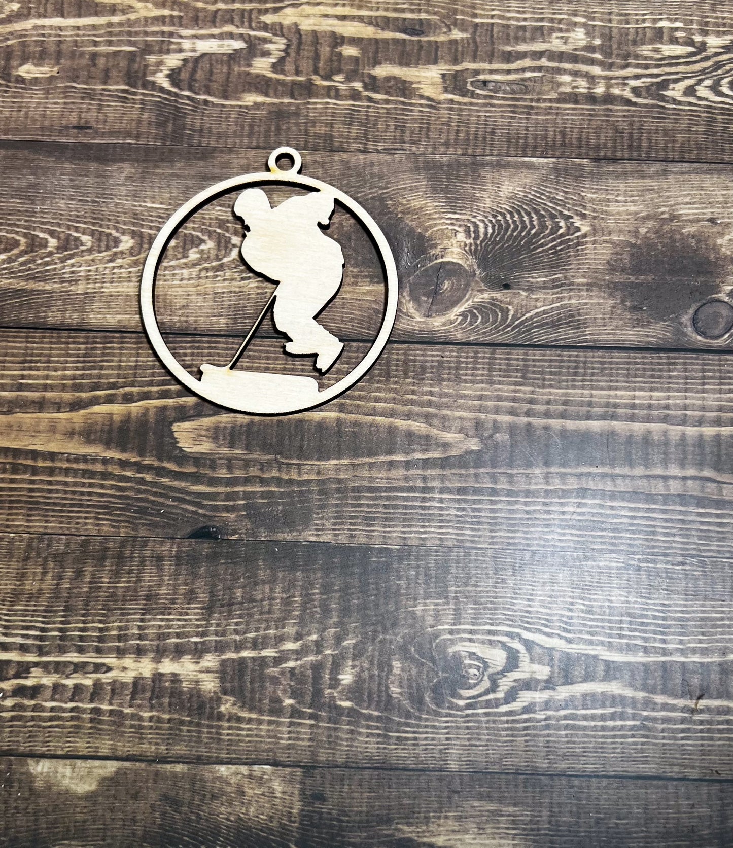 Hockey Ornament, Wooden Sports Ornament, Sports Ornament, Engraved Ornament, Laser Engraved Wood Ornament