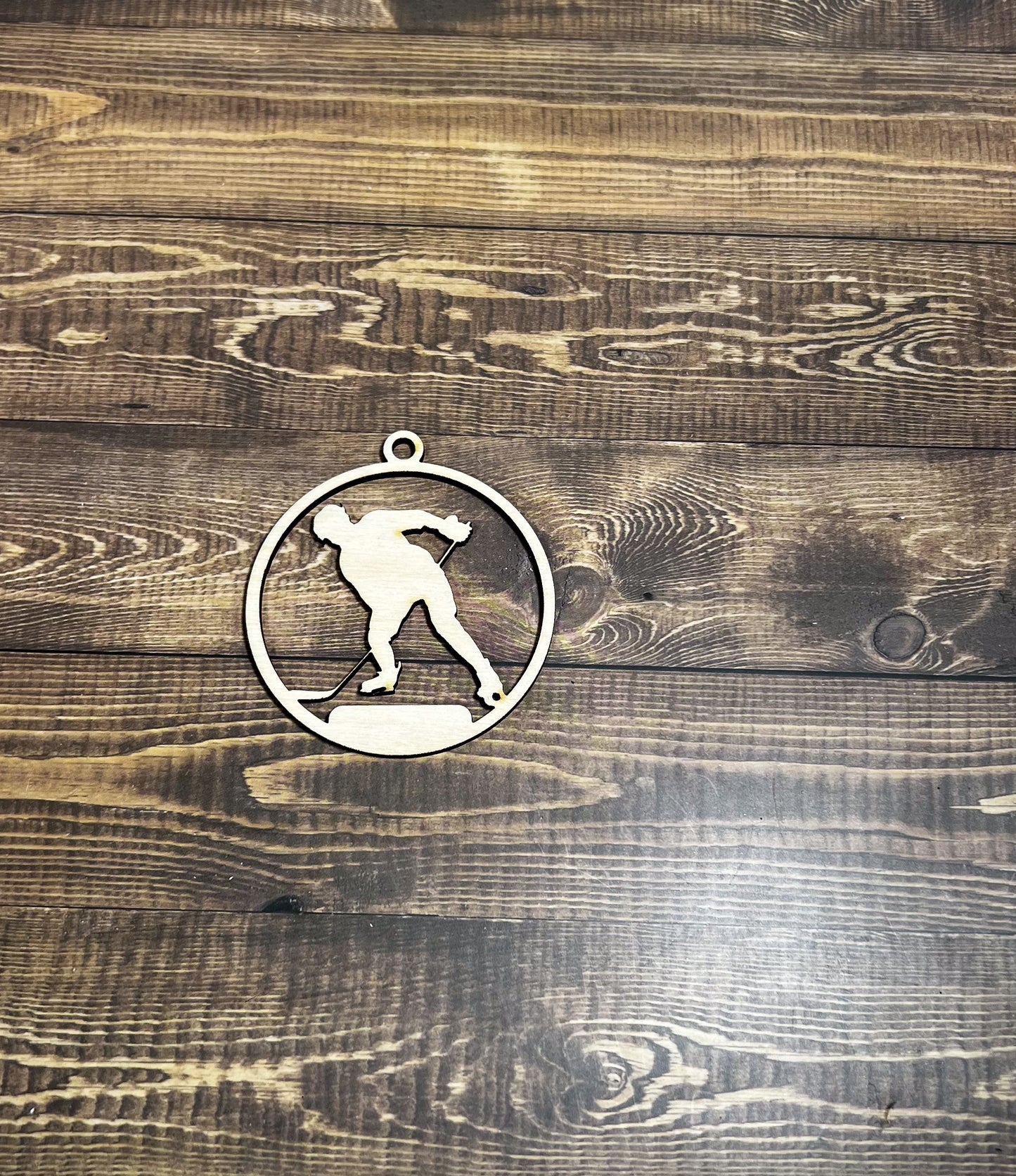 Hockey Ornament, Wooden Sports Ornament, Sports Ornament, Engraved Ornament, Laser Engraved Wood Ornament